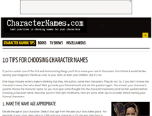 Tablet Screenshot of characternames.com